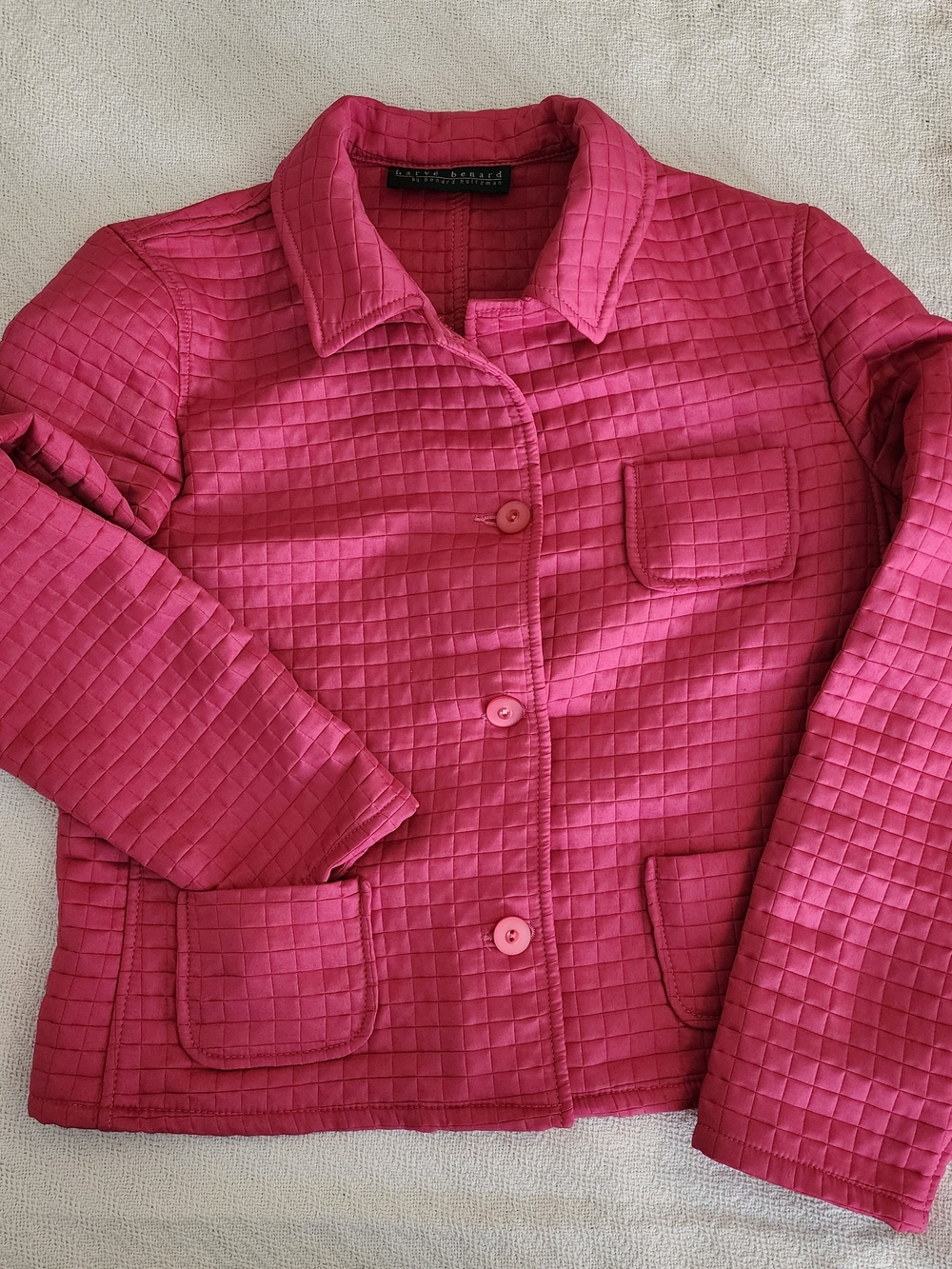 Vintage HARVE' BENARD Pink Quilted Lightweight Button-Front Jacket